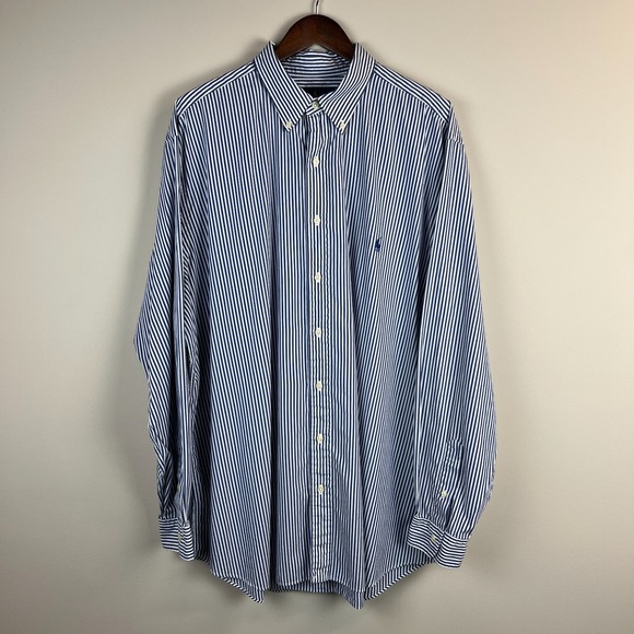 Ralph Lauren Other - Ralph Lauren Shirt Men 2XLT Blue Stripe Button Down Long Sleeve Pony Logo Preppy